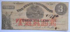$ 3 State Of Missisippi May 1 1864 Series Note