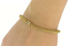 14K Yellow Gold 5.3mm Michael Dawkins Beaded Diamond Chain Bracelet