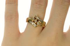 14K Yellow Gold 0.53 Ctw Marquise Diamond Bypass Engagement Ring