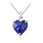 Sterling Silver 5.5ct Created Sapphire Briolette-Cut Heart Pendant