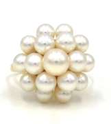 Captivating 18kt YG White Fresh Water Pearl Cluster Ring