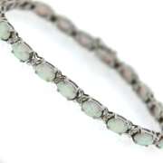 Sterling Silver 5ctw Blue Opal & Diamond Bracelet