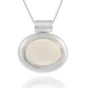 Sterling Silver Bold polished Genuine Mother of Pearl Slide/Pendant