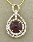 Fantastic Massive 10.00CTS Star Ruby & White Sapphire Necklace in Vermeil