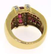 Stunning 14kt Yellow Gold Ruby and Diamond Wide Band Ring