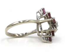 Spectacular 14kt WG Ruby and Diamond Floral Cluster Ring