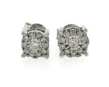 Dazzling White Gold Diamond Cluster Earrings