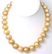 Breathtaking Golden South Sea Pearl Necklace with 14KT Yellow Gold Clasp