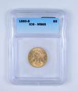 MS65 1880-S $5.00 LIberty Head Gold Half Eagle - Graded by ICG