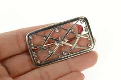 Sterling Silver Georg Jensen Lattice Squared Pattern 255 Pin/Brooch