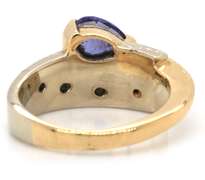 Contemporary 14kt Two-Tone Gold Tanzanite and Diamond Ring