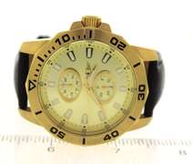 Invicta Gold Dial Black Leather Watch