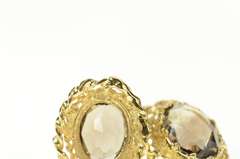 14K Yellow Gold Smoky Quartz Oval Twist Trim Stud Earrings