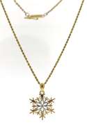 Gorgeous 2 Tone Snowflakes Pendant on Chain