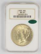 MS65 1925 Peace Silver Dollar - CAC - Graded NGC