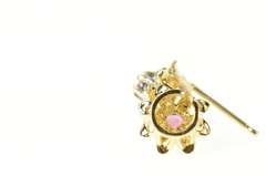 14K Yellow Gold Two Tone Ruby Inset Flower Stud Earrings