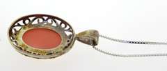 Italian Sterling Silver Cameo Pendant With Chain Necklace