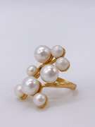 Sterling Silver & Gold Pearl Cocktail Ring