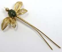 Gold Plated Jade Dragon Fly
