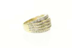 10K Yellow Gold 1.05 Ctw Tiered Diamond Row Statement Band Ring