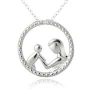 Sterling Silver Diamond Accent Mother & Baby Necklace