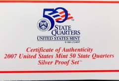 2007 Silver Proof State Quarters Set w/COA