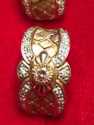LADIES 14K GOLD AND DIAMOND LOOP EARRINGS