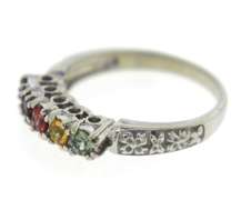 Stunning White Gold Multi Colored Gem Band