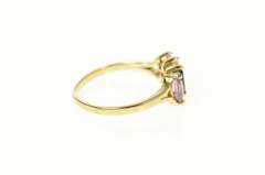 10K Yellow Gold Marquise Pink Topaz Amethyst CZ Statement Ring