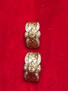 LADIES 14K GOLD AND DIAMOND LOOP EARRINGS