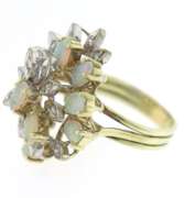 Charming Yellow Gold Waterfall Opal and Diamond Ring