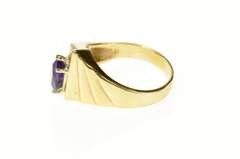 14K Yellow Gold Pear Amethyst Diamond Geometric Men's Ring