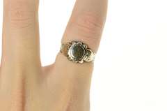 14K Yellow Gold Ornate Victorian Floral Monogram Statement Ring