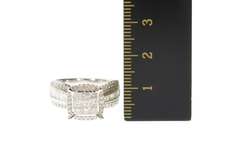 10K White Gold 1.00 Ctw Princess Halo Diamond Engagement Ring
