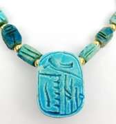 Vintage Hand Carved Stone Scarab Necklace