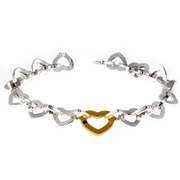 Sterling Silver Two-Tone Open Heart Linked Bracelet