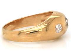 Fabulous 14kt YG 3-Stone Euro Cut Diamond Dome Ring