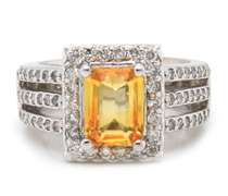 Stunning 14kt WG Yellow Topaz with Diamond Halo Ring