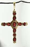 Dramatic 18K Garnet Cross Pendant