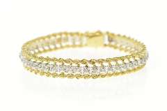 14K Yellow Gold 0.72 Ctw Diamond Rope Link Chain Tennis Bracelet