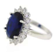 Blue and Clear Gemstone Sterling Silver Ring