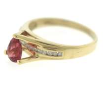 Wonderful Yellow Gold Pear Cut Pink Stone Ring