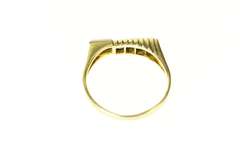 14K Yellow Gold Princess Sapphire Diamond Accent Retro Band Ring