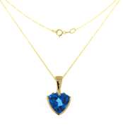 Charming Trillion Blue Topaz Yellow Gold Necklace