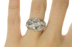 14K White Gold 2.16 Ctw Diamond Wavy Tiered Statement Ring
