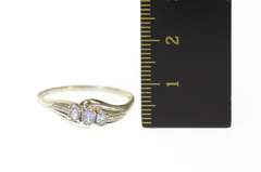 10K White Gold Three Stone Tanzanite Diamond Accent Ring