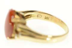 14K Yellow Gold Ornate Oval Red Jade Diamond Victorian Ring