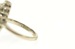 10K White Gold Retro Diamond Cluster Marquise Statement Ring