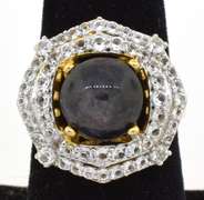 Inspiring Massive 8.14CTS Star Ruby & Topaz Ring in Vermeil