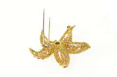 18K Yellow Gold 1960's Retro Ruby Sea Star Fish Pin/Brooch